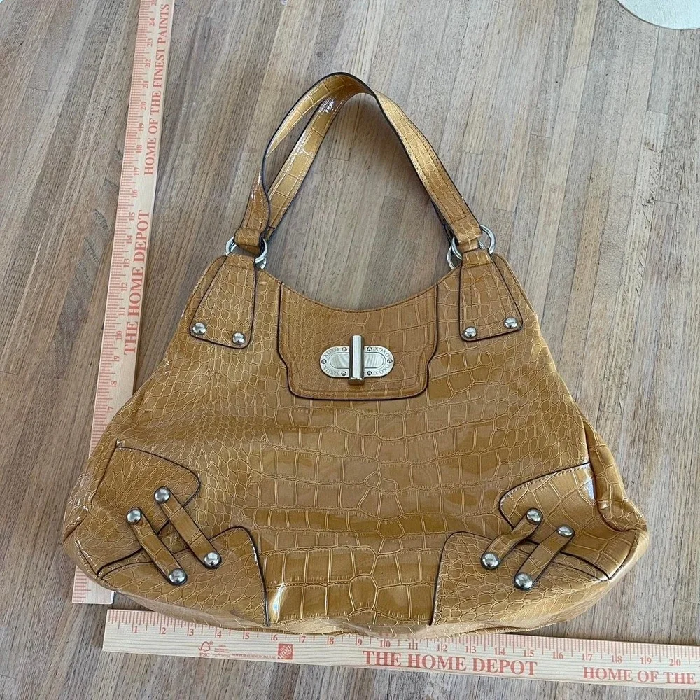 Vintage‎ Y2K XOXO Faux Crocodile Large Hobo Bag Purse Shoulder Bag Tan Brown